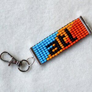 ATL bead keychain, Atlanta MARTA colors, handmade